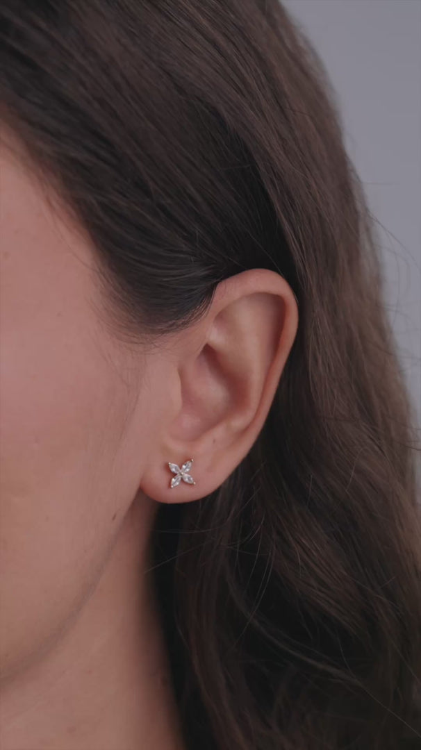 4 Stone Marquise Stud Earrings